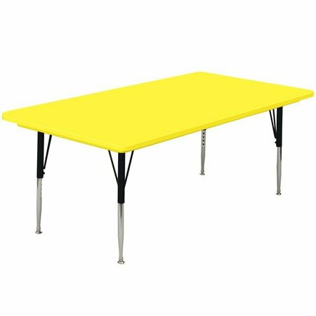 CORRELL 30'' x 72'' Rectangular 19'' - 29'' Yellow Finish Adjustable Height Blow-Molded Activity Table 384AR3072RYL